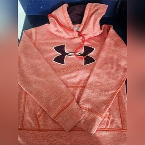 Under Armour Coral Hoodie with Logo Womens Small Semi Fitted